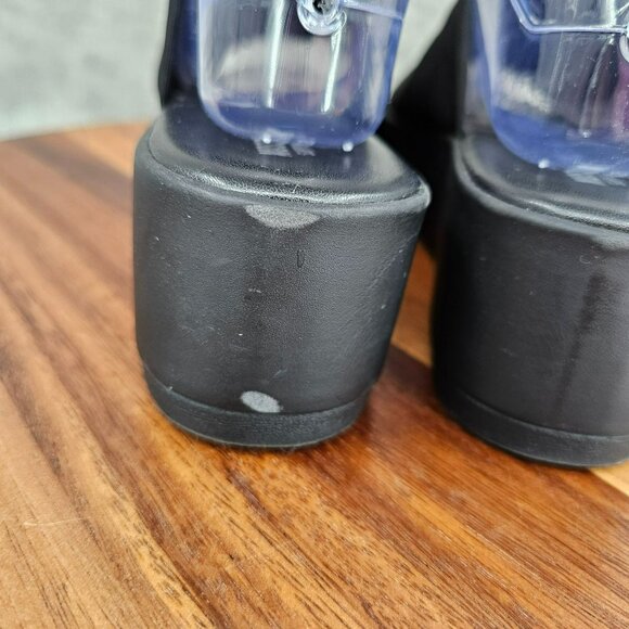 Mossimo Platform Slides 8 Black Fabric Stretch Flatform 90s Retro Stylish Trendy - Picture 8 of 14